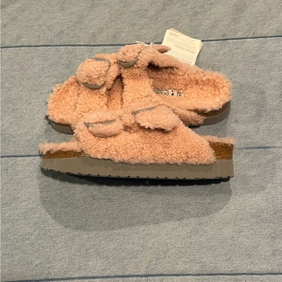 NWT Papillio by Birkenstock Rose Arizona Big Buckle Platform Teddy Eu 41/US 10